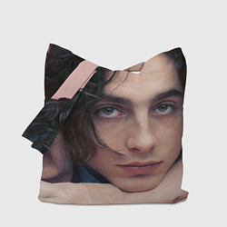 Сумка-шопер Timothe Chalamet on a pink background, цвет: 3D-принт