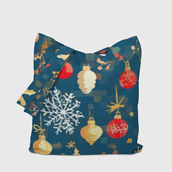 Сумка-шопер Ёлочные игрушки и снежинки, цвет: 3D-принт