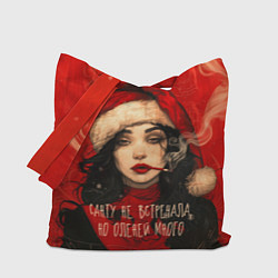 Сумка-шопер Санту не встречала - но оленей много, цвет: 3D-принт