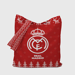 Сумка-шопер Новогодний Real Madrid с оленями, цвет: 3D-принт