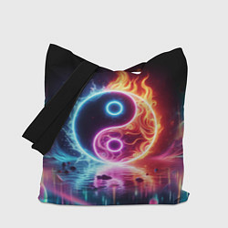 Сумка-шопер Инь янь - неоновый космос, цвет: 3D-принт