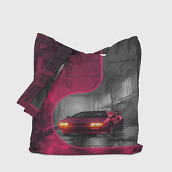 Сумка-шопер Спорткар в тропическом городе, цвет: 3D-принт