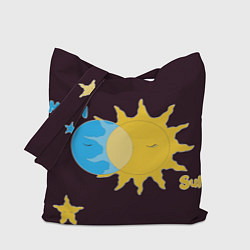 Сумка-шопер Солнце и луна космос, цвет: 3D-принт