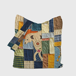 Сумка-шопер Пэчворк с собакой, цвет: 3D-принт