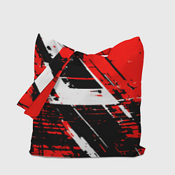 Сумка-шоппер Diagonal black and white stripes on a red backgrou