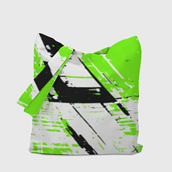 Сумка-шоппер Diagonal black and green stripes on a white backgr