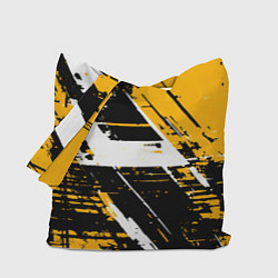 Сумка-шопер Diagonal black and white stripes on a yellow backg, цвет: 3D-принт