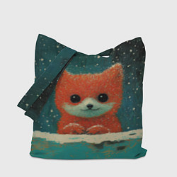 Сумка-шопер Новогодняя рыжая лисичка, цвет: 3D-принт