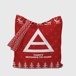 Сумка-шопер Новогодний Thirty Seconds to Mars с оленями, цвет: 3D-принт