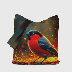 Сумка-шопер Снегирь в огне, цвет: 3D-принт