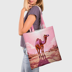 Сумка-шопер Верблюд в розовой пустыне, цвет: 3D-принт — фото 2