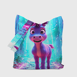 Сумка-шопер Ослик в неоновых искрах, цвет: 3D-принт
