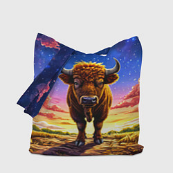Сумка-шопер Буйвол в звездной ночи, цвет: 3D-принт