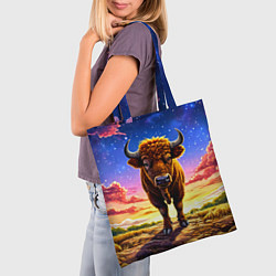 Сумка-шопер Буйвол в звездной ночи, цвет: 3D-принт — фото 2