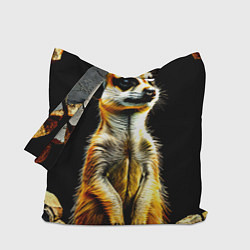 Сумка-шопер Сурикат на черном, цвет: 3D-принт