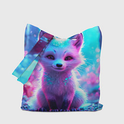 Сумка-шопер Песец в неоновом свете, цвет: 3D-принт