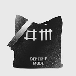 Сумка-шопер Depeche Mode glitch на темном фоне по-центру, цвет: 3D-принт