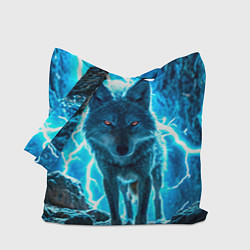 Сумка-шопер Волк в разрядах молнии, цвет: 3D-принт