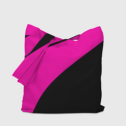 Сумка-шопер Розовый с чёрным двуцветный с полосой, цвет: 3D-принт