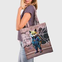 Сумка-шопер Уличный лисёнок на своём районе, цвет: 3D-принт — фото 2