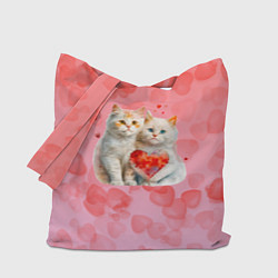 Сумка-шопер Котята и сердечки, цвет: 3D-принт