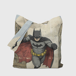 Сумка-шопер Бэтмен летит между домами, цвет: 3D-принт