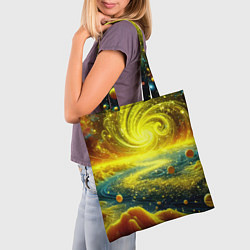 Сумка-шопер Neon galaxy - ai art fantasy, цвет: 3D-принт — фото 2