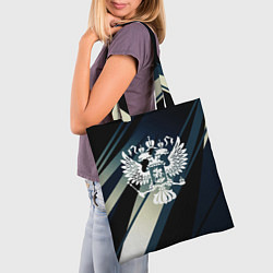 Сумка-шопер Герб России Двуглавый орёл чёрно-синий, цвет: 3D-принт — фото 2