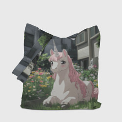 Сумка-шопер Единорог в городе, цвет: 3D-принт
