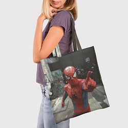 Сумка-шопер Человек паук предупреждает, цвет: 3D-принт — фото 2