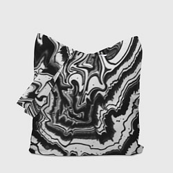 Сумка-шопер Закрученные волны - чб абстракция, цвет: 3D-принт