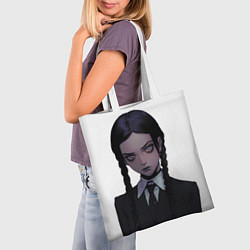 Сумка-шопер Мрачная Уэнсдей Аддамс, цвет: 3D-принт — фото 2