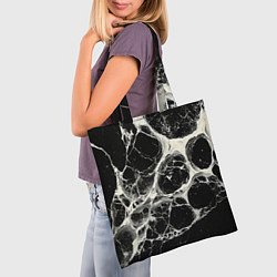 Сумка-шопер Бело-черная потертая текстура, цвет: 3D-принт — фото 2