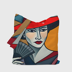 Сумка-шопер Дама с веером, цвет: 3D-принт