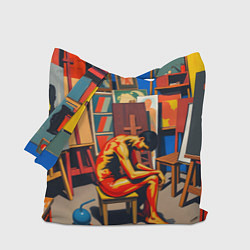 Сумка-шопер Художник в мастерской, цвет: 3D-принт