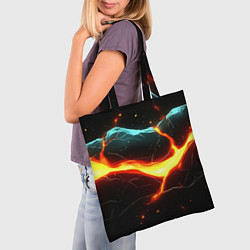 Сумка-шопер Лава в черной текстуре, цвет: 3D-принт — фото 2