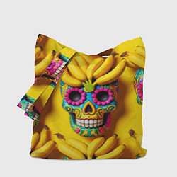 Сумка-шопер Мексиканские черепа и бананы - паттерн, цвет: 3D-принт