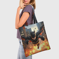 Сумка-шопер Бэтмен в полете над огнем, цвет: 3D-принт — фото 2