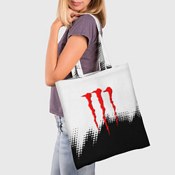 Сумка-шопер Monster energy чёрно белые краски, цвет: 3D-принт — фото 2