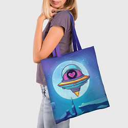 Сумка-шопер Нло с сердечком внутри, цвет: 3D-принт — фото 2