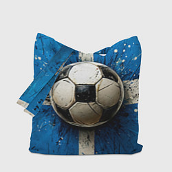 Сумка-шопер Футбольный мяч на синем, цвет: 3D-принт
