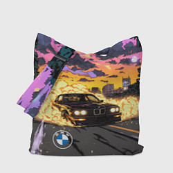 Сумка-шопер BMW огонь из под колес, цвет: 3D-принт