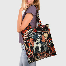 Сумка-шопер Nirvana Kurt Cobain на фоне гитар, цвет: 3D-принт — фото 2