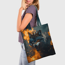 Сумка-шопер Злой волк в огне, цвет: 3D-принт — фото 2
