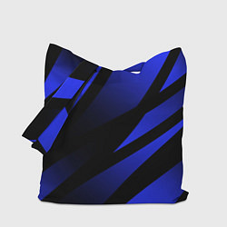 Сумка-шопер Чёрный с синий абстрактные полосы, цвет: 3D-принт