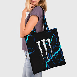 Сумка-шопер Monster energy неоновые молнии, цвет: 3D-принт — фото 2