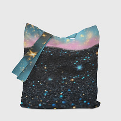 Сумка-шоппер Блестящая текстура на черном