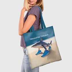 Сумка-шопер Акула в кроссовках - брейнрот мем, цвет: 3D-принт — фото 2