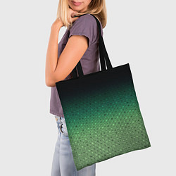 Сумка-шопер Чёрно-зелёный градиент с узором, цвет: 3D-принт — фото 2