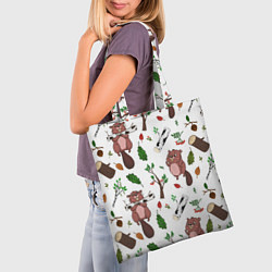 Сумка-шопер Бобер и полено, цвет: 3D-принт — фото 2